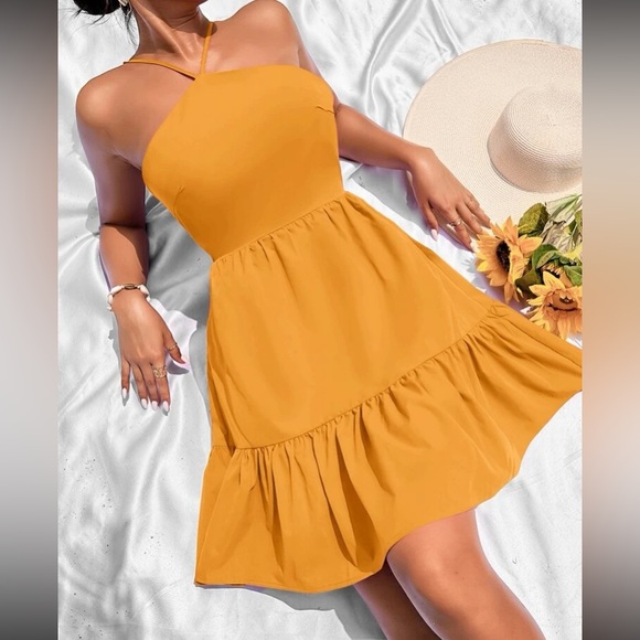 Boho lace up back ruffle hem cami dress - Picture 12 of 16